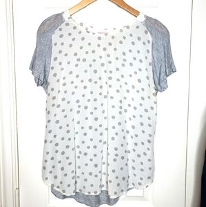 Rebecca Taylor polka dot silk front knit back tee